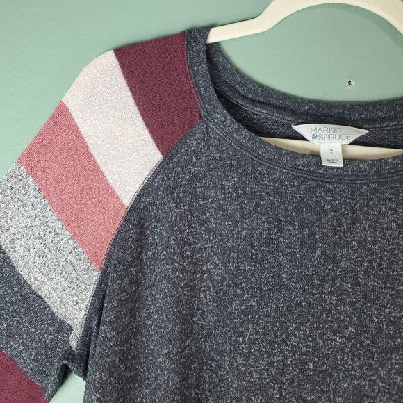 Market & Spruce Womens Paulsen Brushed Knit Top Striped Colorblock Size 1X - Picture 5 of 6